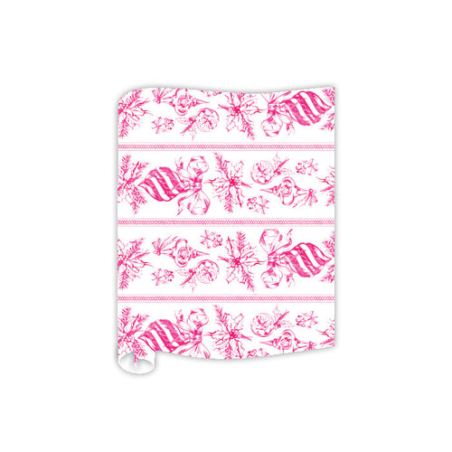 Pink Christmas Toile Table Runner