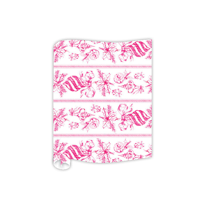 Pink Christmas Toile Table Runner