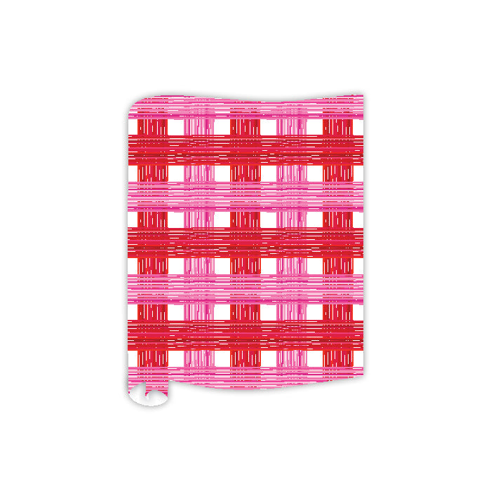 Red & Pink Wiggle Plaid Table Runner