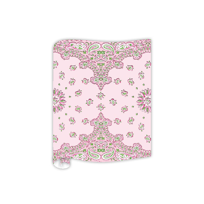 Hand Painted Pink & Green Bandana Table Runner