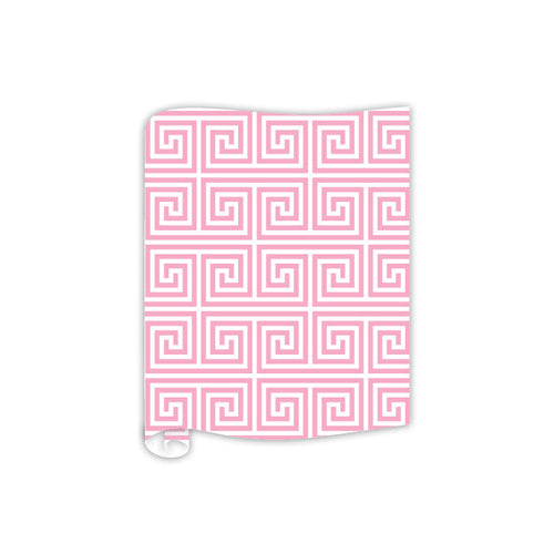 Greek Key Bubblegum Pink Table Runner