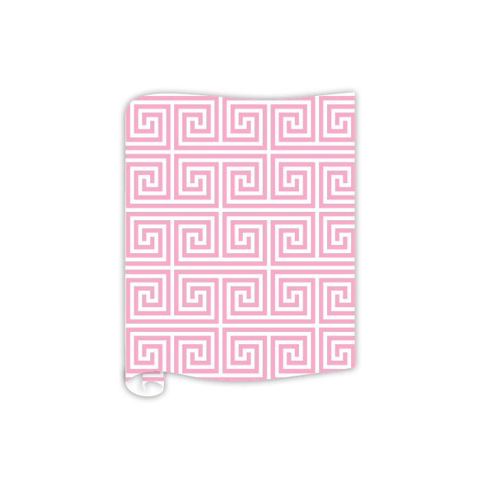 Greek Key Bubblegum Pink Table Runner