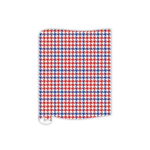 Blue And Red Houndstooth Table Runner