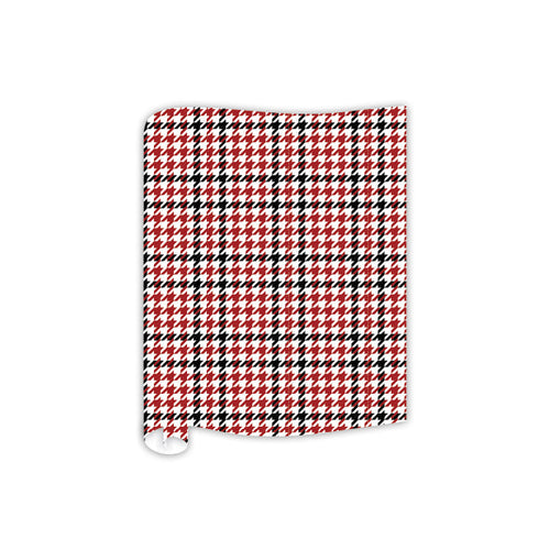 Maroon And Black Houndstooth Table Runner