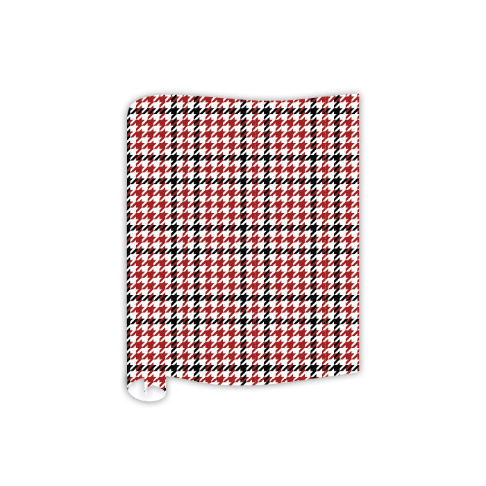 Maroon And Black Houndstooth Table Runner