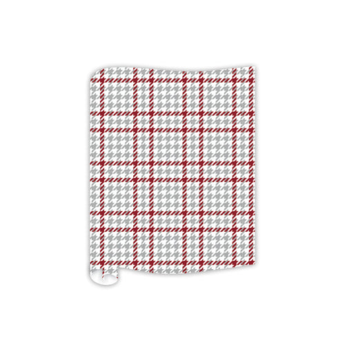 Maroon And Gray Houndstooth Table Runner