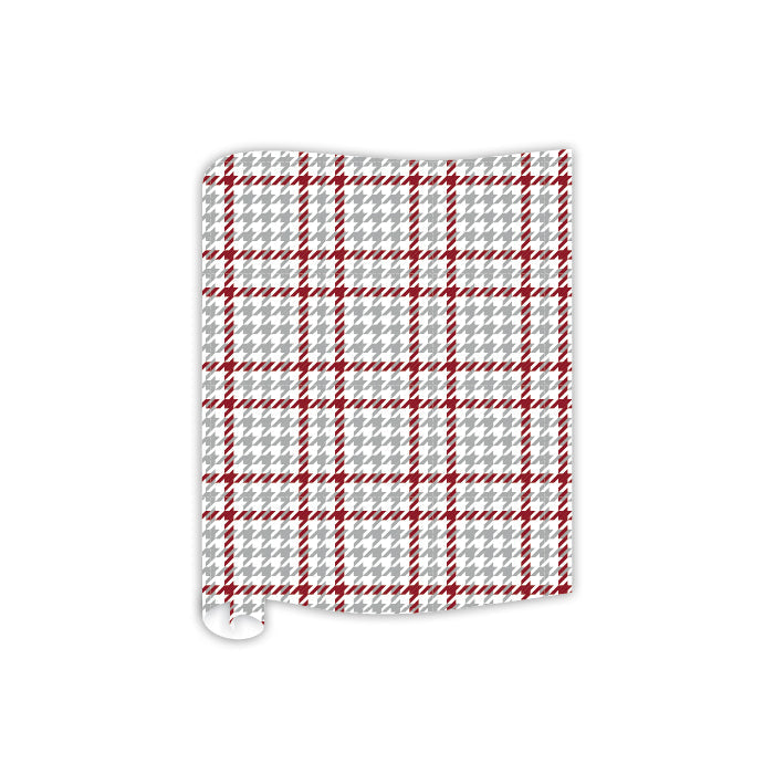 Maroon And Gray Houndstooth Table Runner