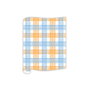 Autumn Feast Blue and Orange Skinny Plaid Table Runner