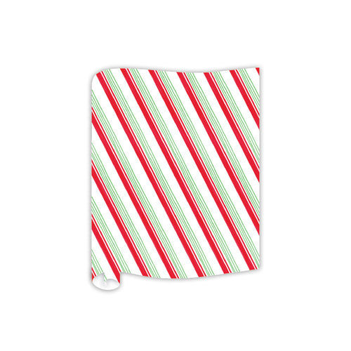 Diagonal Red and Green Stripes Table Runner