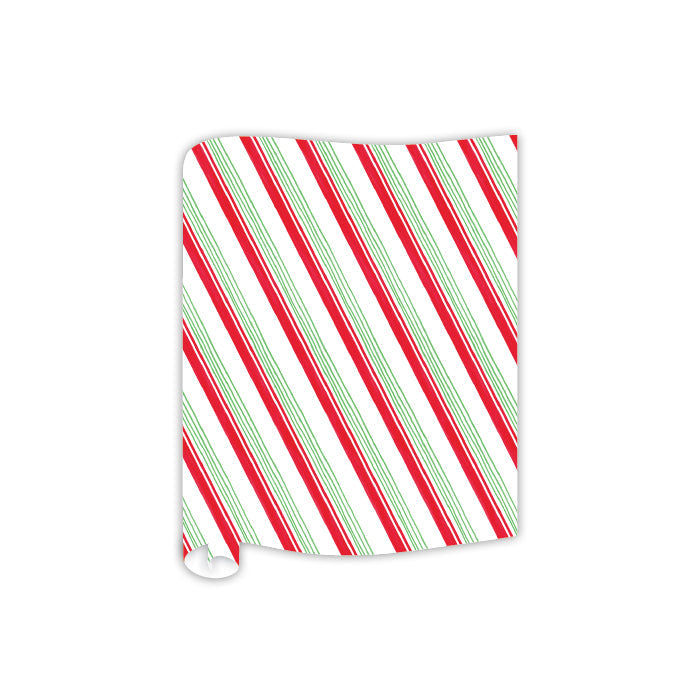 Diagonal Red and Green Stripes Table Runner