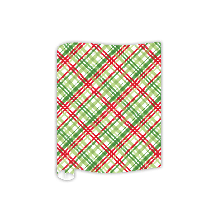 Red Green and Light Green Plaid Table Runner