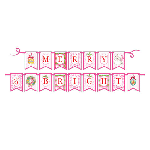 Pink Merry Christmas Banner