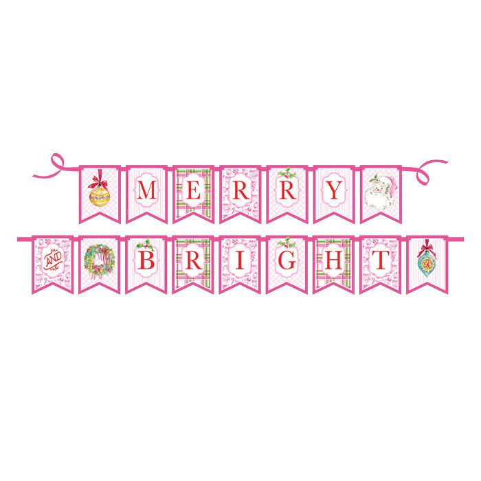 Pink Merry Christmas Banner