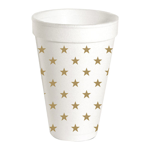 Gold Stars Styrofoam Cups