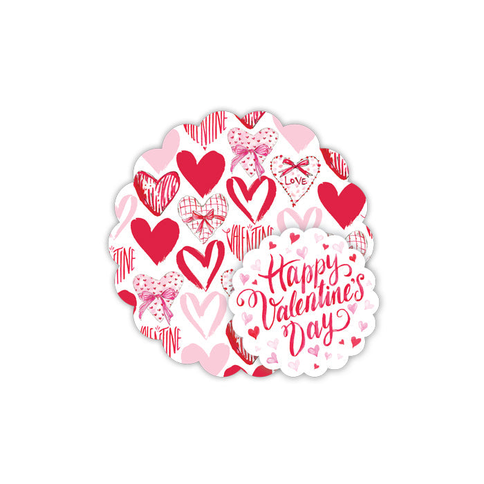 Hand Painted Valentine Hearts Doily Set