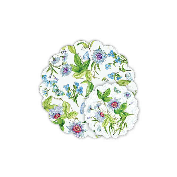 Blue Botanical Doily Set