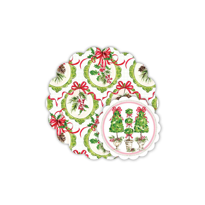 Traditional Pine Topiaries Doily Set