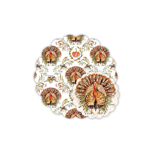 Festive Turkey and Gourds Doily Sets