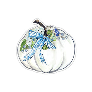 Autumn Feast Pumpkin With Blue Bow Die-Cut Accents