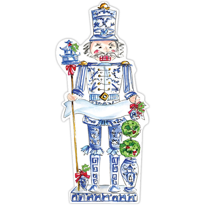 Blue and White Chinoiserie Nutcracker Die-Cut Accents