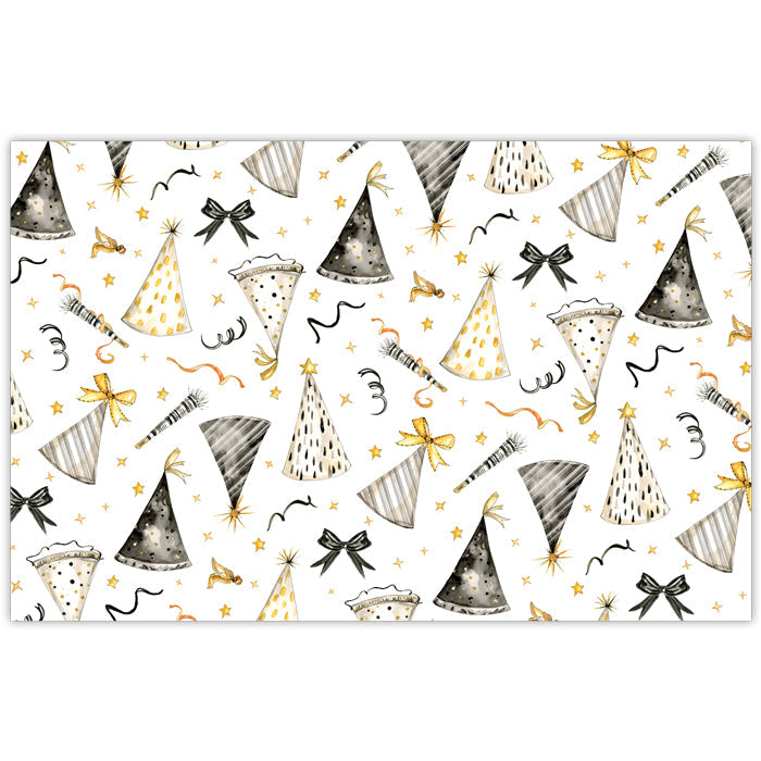 Hand Painted New Year Party Hats and Horns Placemats
