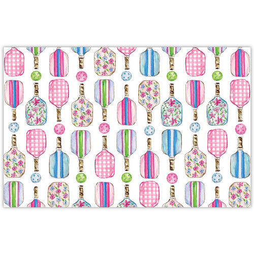 Pickleball Striped Paddles and Balls Placemats