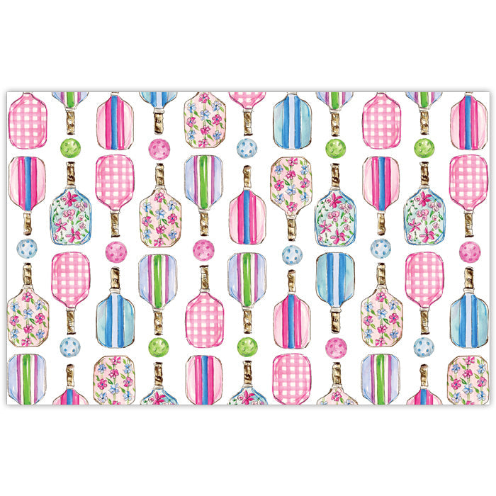 Pickleball Striped Paddles and Balls Placemats