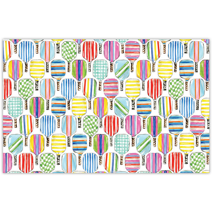 Colorful Pickleball Paddle Pattern Placemats