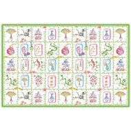 Mahjong Icons in Green Bamboo Trellis Placemats