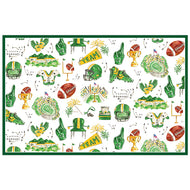 Handpainted Green and Gold Football Icons Pattern Placemat