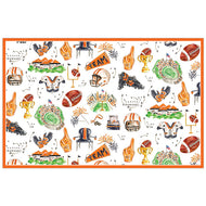 Handpainted Orange and Black Football Icons Pattern Placemat