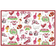 Handpainted Cardinal Red and White Football Icons Pattern Placemat