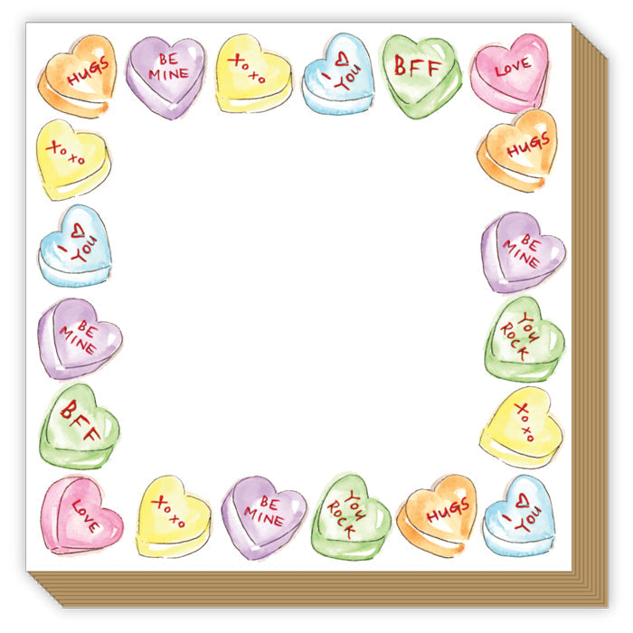 Colorful Conversation Hearts Luxe Notepad