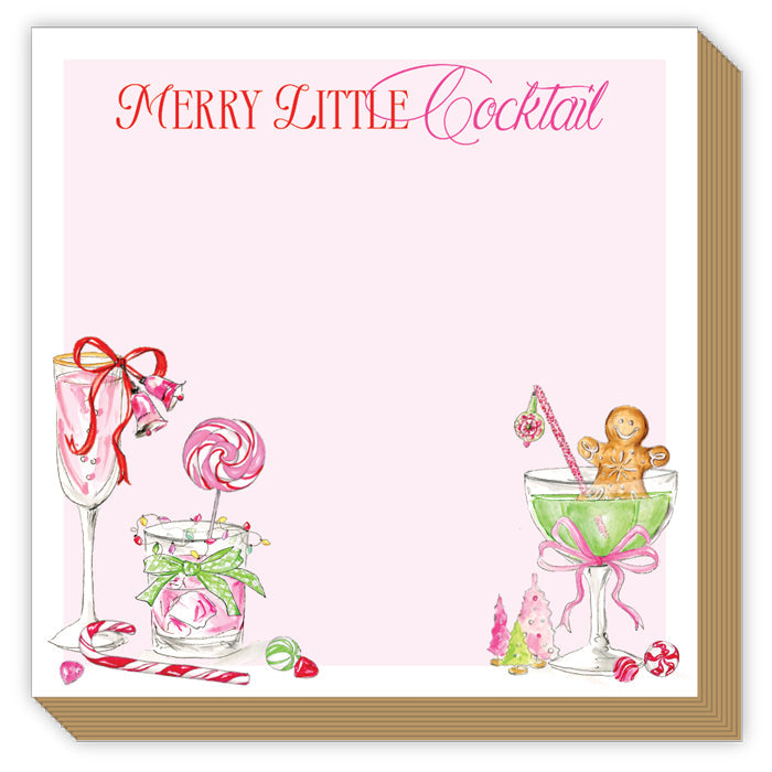 Merry Little Cocktail Pink Christmas Candy Luxe Notepad