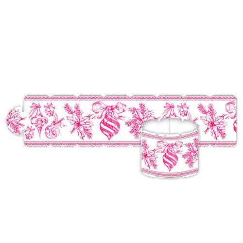 Pink Christmas Toile Napkin Ring