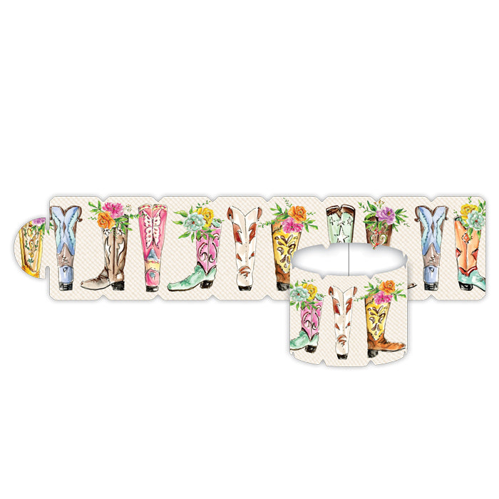 Fancy Western Boots With Flowers Napkin Rings
