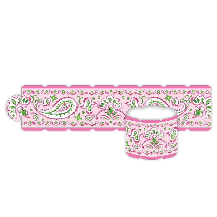 Hand Painted Pink & Green Bandana Napkin Rings