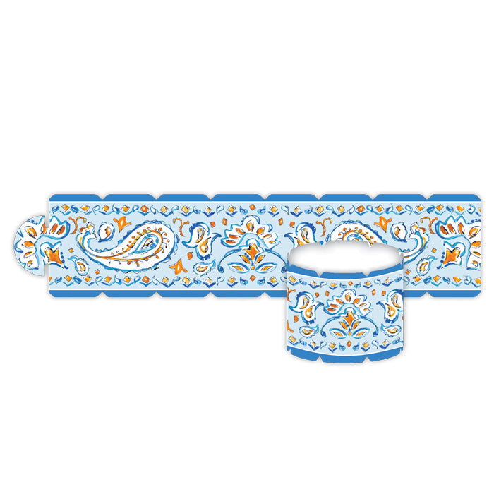 Hand Painted Blue & Orange Bandana Napkin Rings