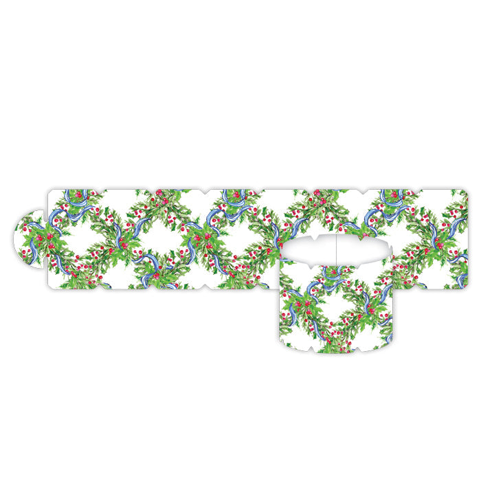Holly Trellis with Blue Chinoiserie Bows Napkin Rings