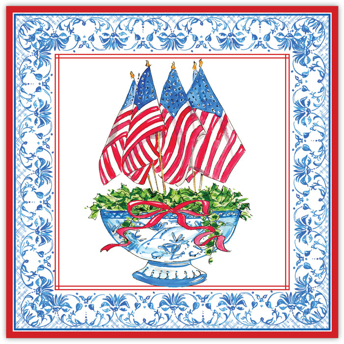 RosanneBeck Collections Flags in Chinoiserie Planter Placemat - Thumbnail 4