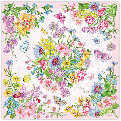 Pink Botanical Florals & Butterflies Square Placemat