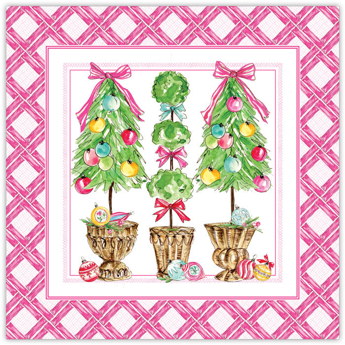 Vintage Pink Topiaries Square Placemats