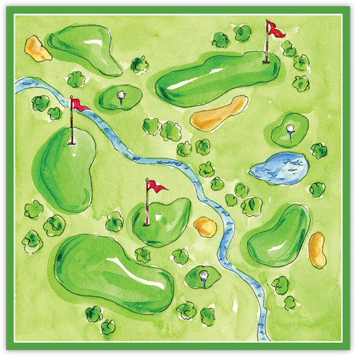 Hand Painted Gold Course Square Placemats