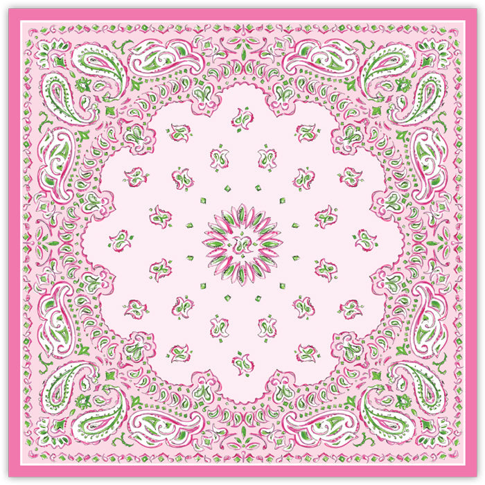 Hand Painted Pink & Green Bandana Square Placemat