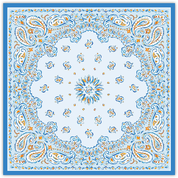 Hand Painted Blue & Orange Bandana Square Placemats