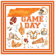 Handpainted Orange and White Game Day Orange State of Tennessee with Football Icons Square Placemat
