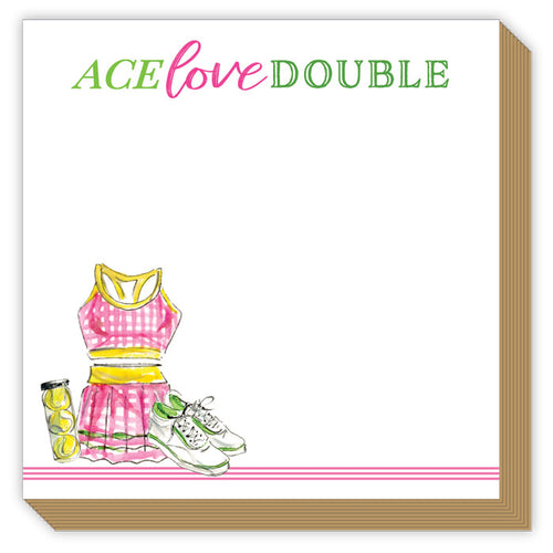 Ace Love Double Tennis Outfit Pink Green Luxe Notepad