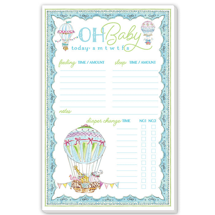 Blue Oh Baby Hot Air Balloons Daily  Large Notepad