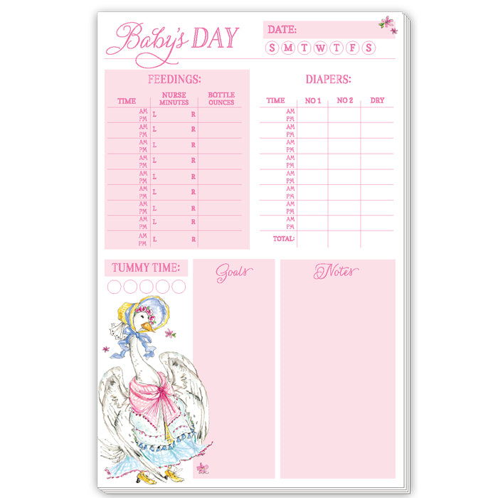 Pink Baby's Day With Mother Goose Large Notepad