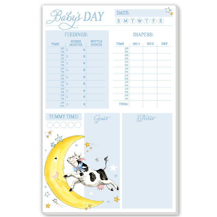 Blue Baby Day With Cow Jumping Large Notepad
